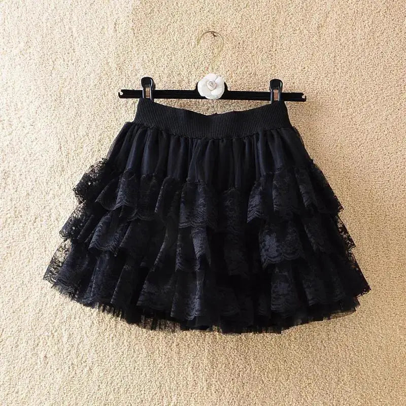 Gothic Lace Tutu Skirt Enchanting Black Mesh Petticoat