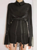 Gothic Vintage Patchwork High Waist Mini Skirt with Lace-Up