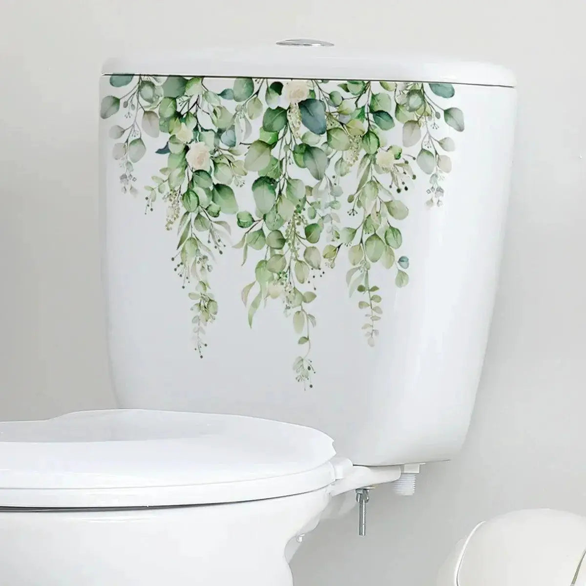 Green Leaves Toilet Sticker Nature Inspired Wall Decals