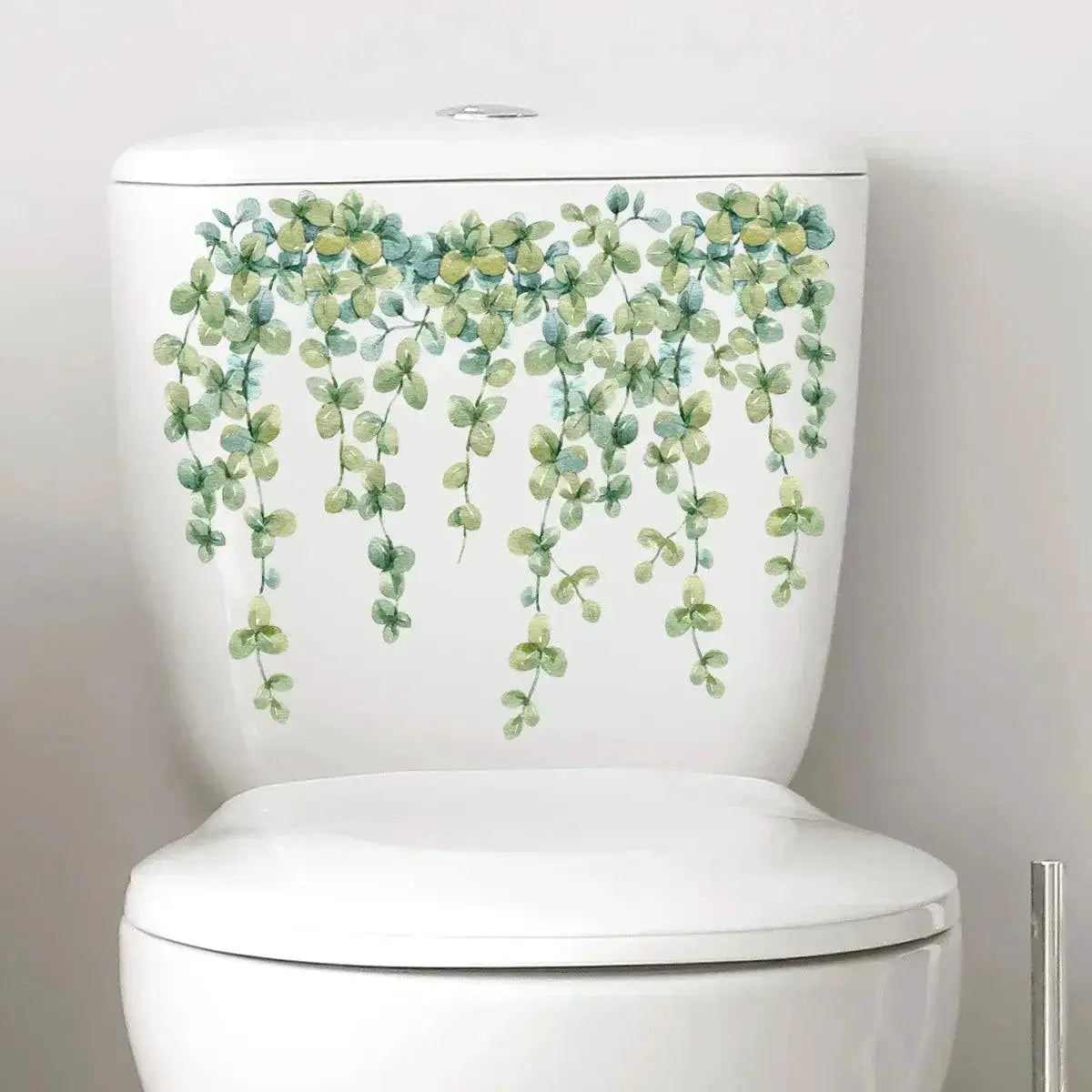 Green Leaves Toilet Sticker Nature Inspired Wall Decals