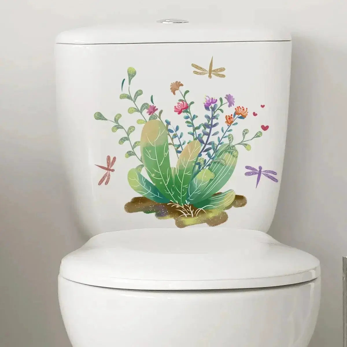 Green Leaves Toilet Sticker Nature Inspired Wall Decals