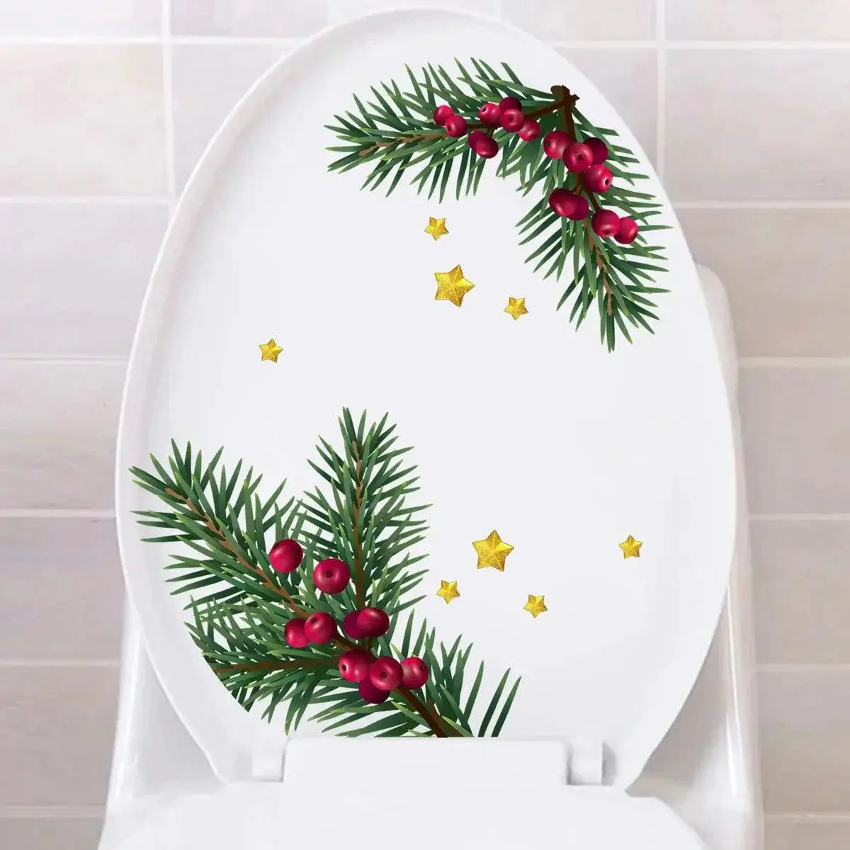 Green Leaves Toilet Sticker Nature Inspired Wall Decals