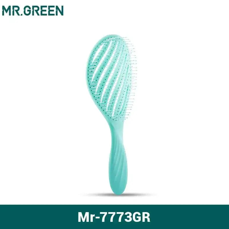 Green Scalp Massager Hair Brush Detangle And Style Easily
