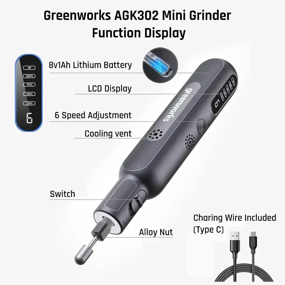 Greenworks 8V Cordless Mini Grinder With 52 Accessories