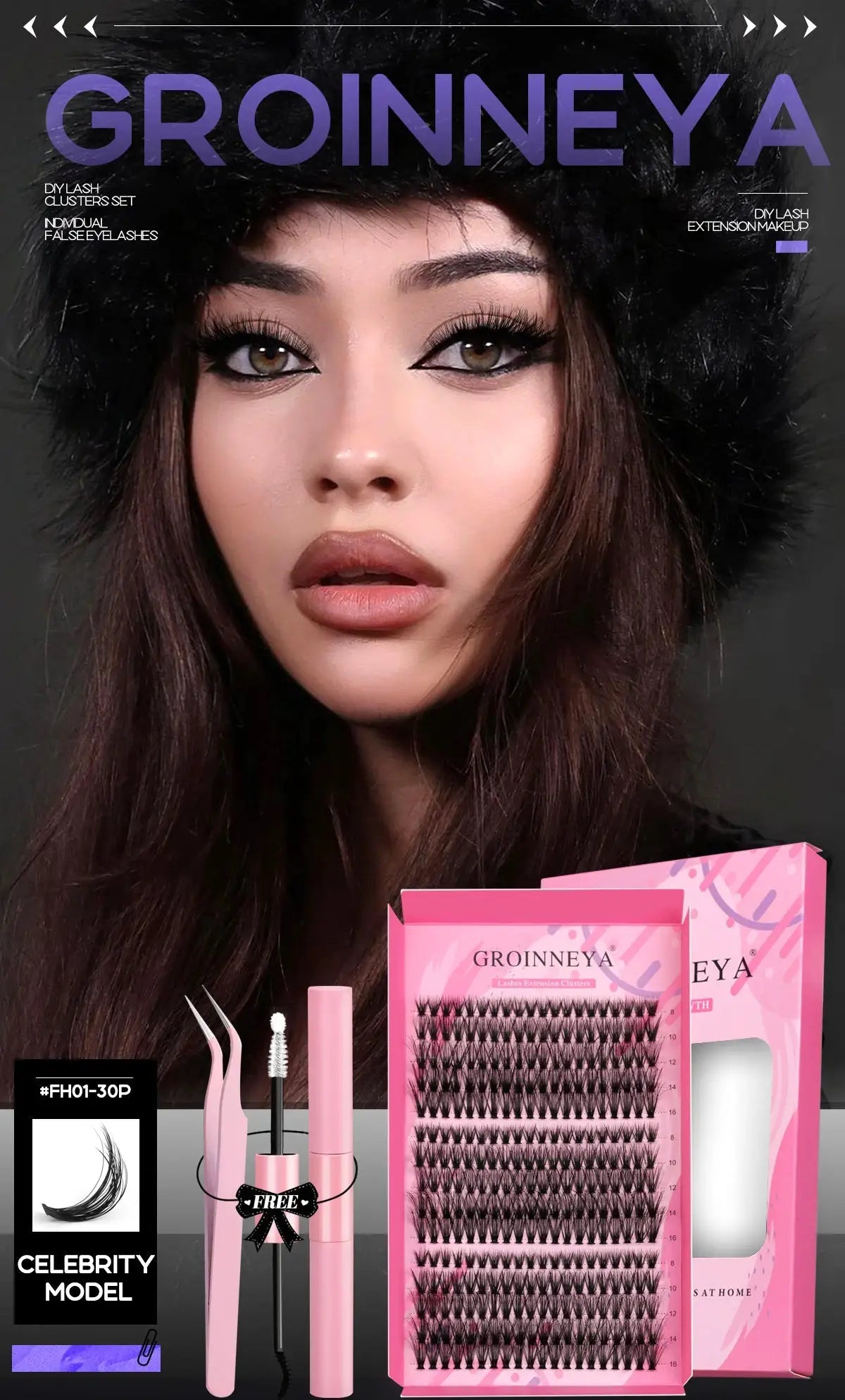 GROINNEYA DIY Lash Extension Kit At Home Full Set Create Salon Quality Lashes