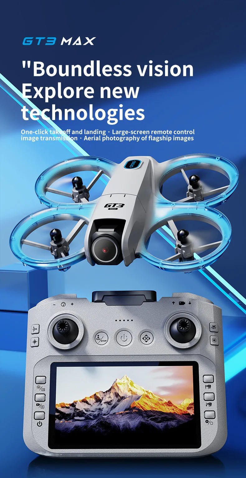 GT3 MAX Drone 8K HD Mini Quadcopter For Kids And Beginners - 4.3 Inch LCD Remote