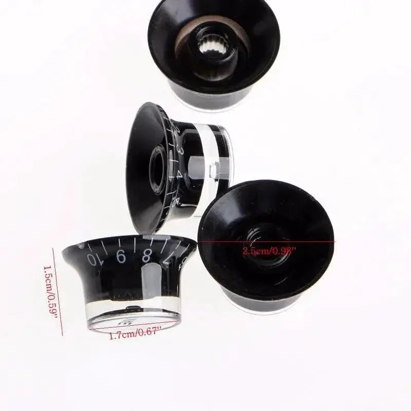 Guitar 2 Tone 2 Volume Control Knobs Silver Top Hat Aluminum