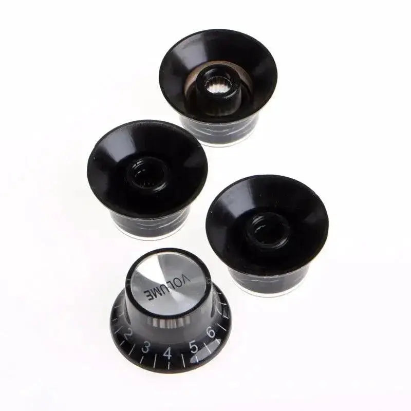 Guitar 2 Tone 2 Volume Control Knobs Silver Top Hat Aluminum