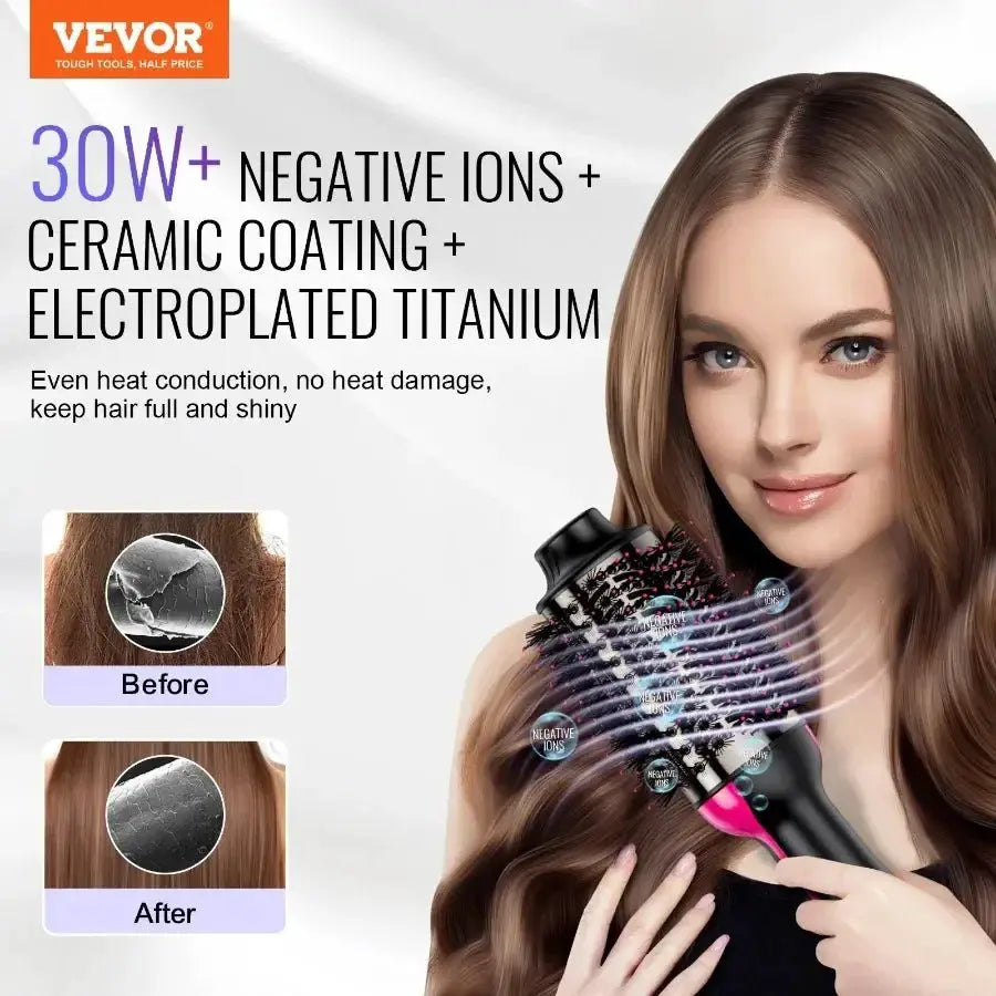 Hair Blow Dryer Brush Ionic Styler Volumizer Oval Barrel
