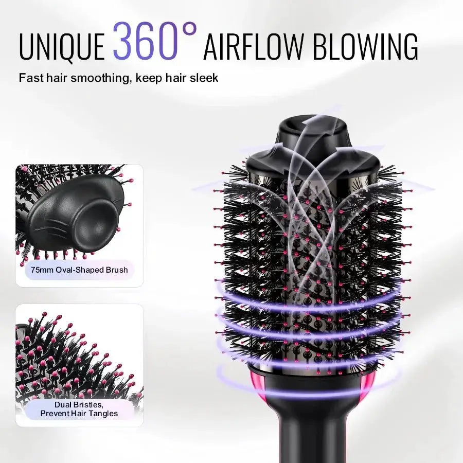Hair Blow Dryer Brush Ionic Styler Volumizer Oval Barrel
