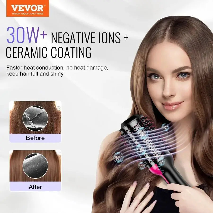 Hair Blow Dryer Brush Ionic Styler With Oval Barrel
