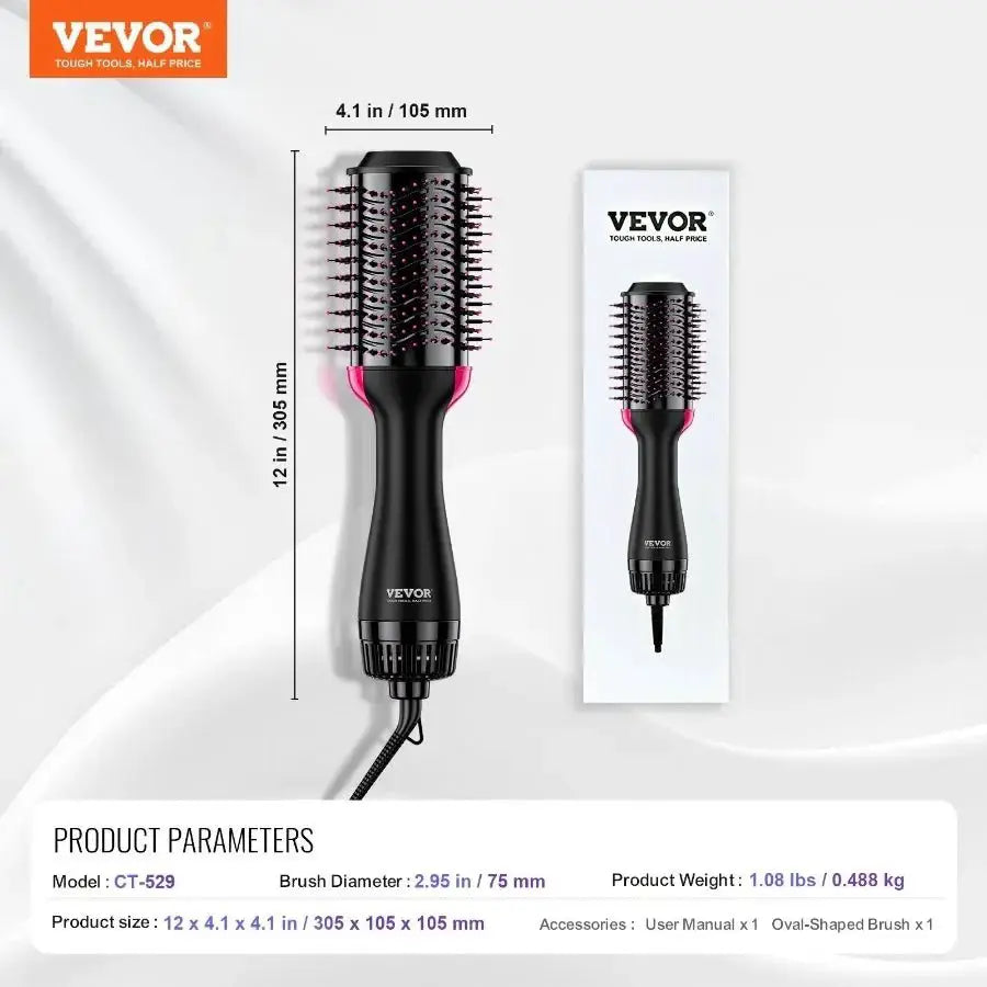 Hair Blow Dryer Brush Ionic Styler With Oval Barrel