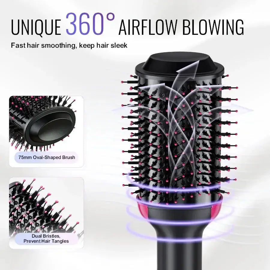 Hair Blow Dryer Brush Ionic Styler With Oval Barrel