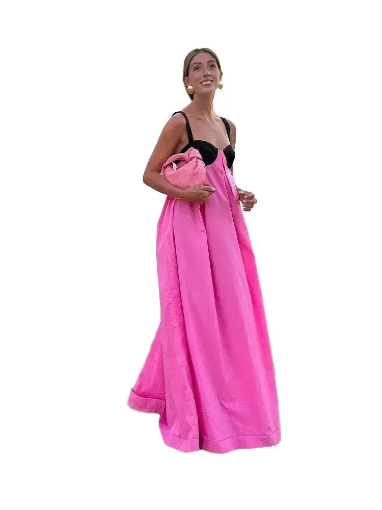 Backless Maxi Dress for Elegant Parties — pink