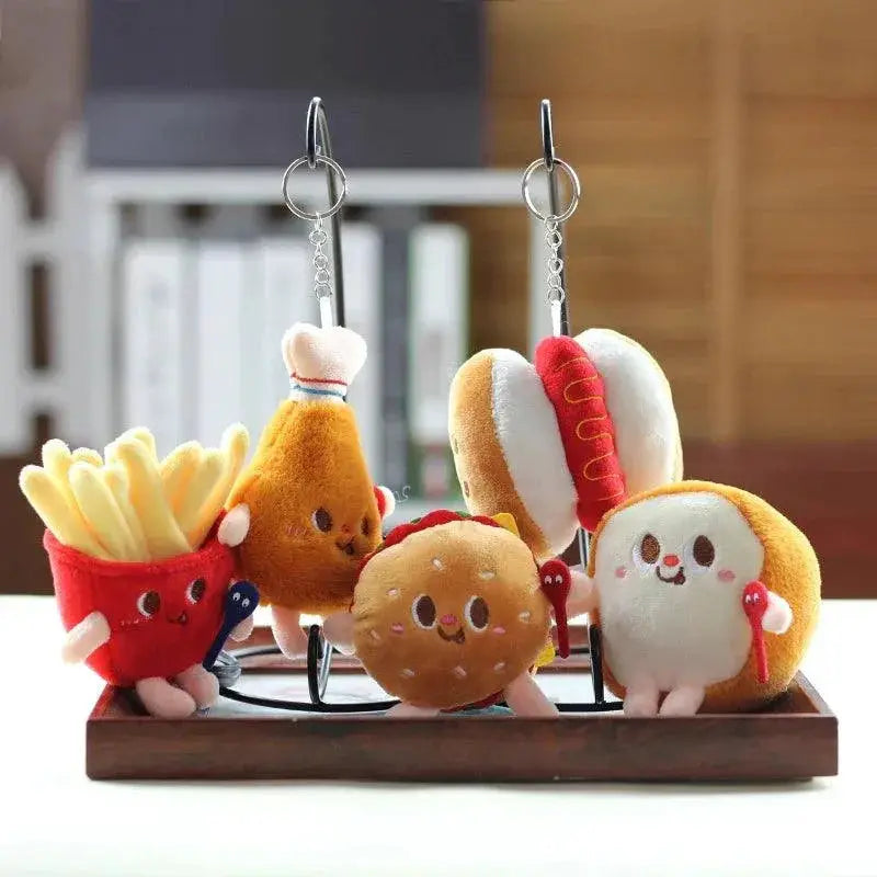 Hamburg Hot Dog Fries Bread Drumsticks Plush Keychain Gift