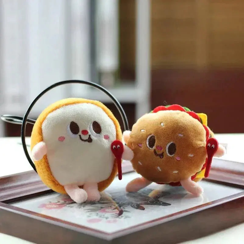 Hamburg Hot Dog Fries Bread Drumsticks Plush Keychain Gift