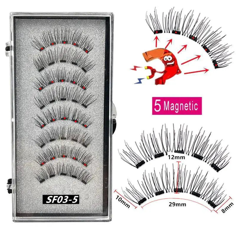 Handmade 3D Magnetic False Eyelashes Reusable with 5 Magnets
