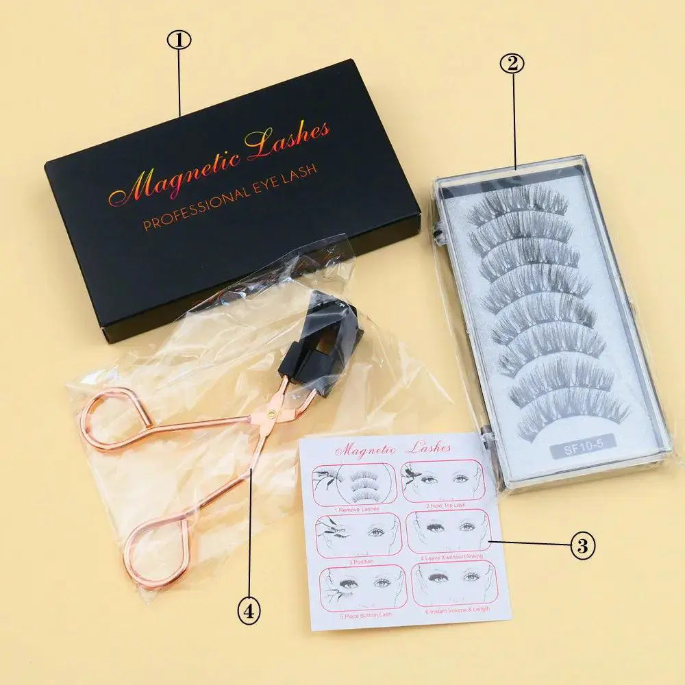 Handmade 3D Magnetic False Eyelashes Reusable with 5 Magnets