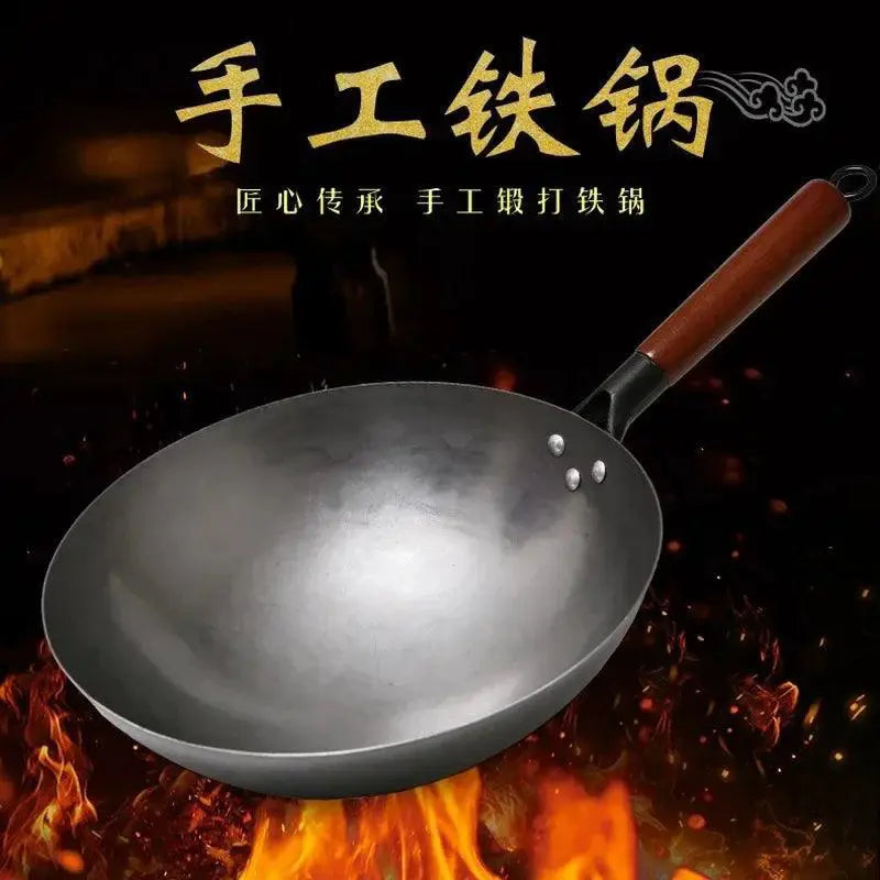 Handmade Chinese Iron Wok Large Non Stick Cooking Pan