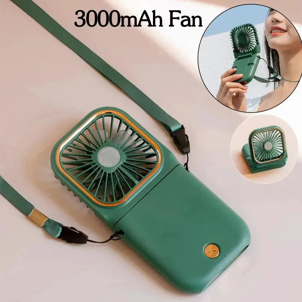Hanging Neck Fan Mini Portable Folding Desktop Fan 3000mAh