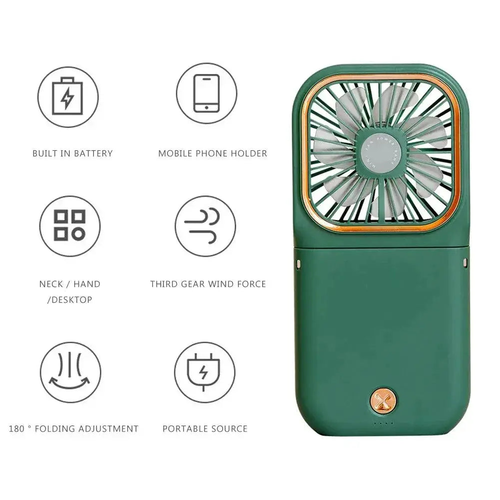 Hanging Neck Fan Mini Portable Folding Desktop Fan 3000mAh