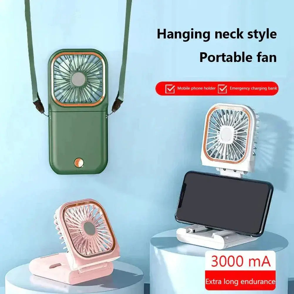 Hanging Neck Fan Mini Portable Folding Desktop Fan 3000mAh