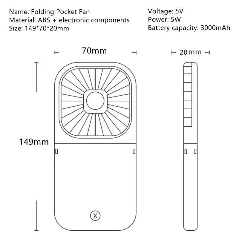 Hanging Neck Fan Mini Portable USB Foldable Small Cooling