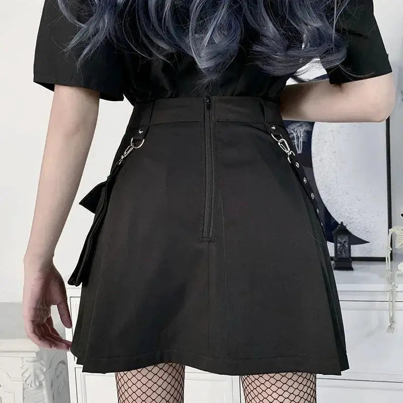 Harajuku Punk Gothic Patchwork High Waist Black Skirt