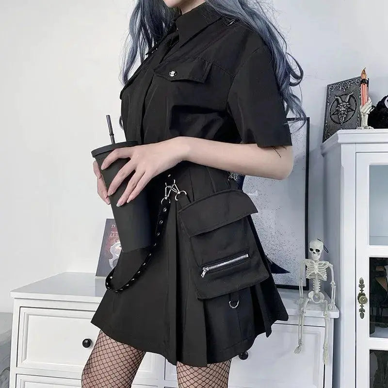 Harajuku Punk Gothic Patchwork High Waist Black Skirt