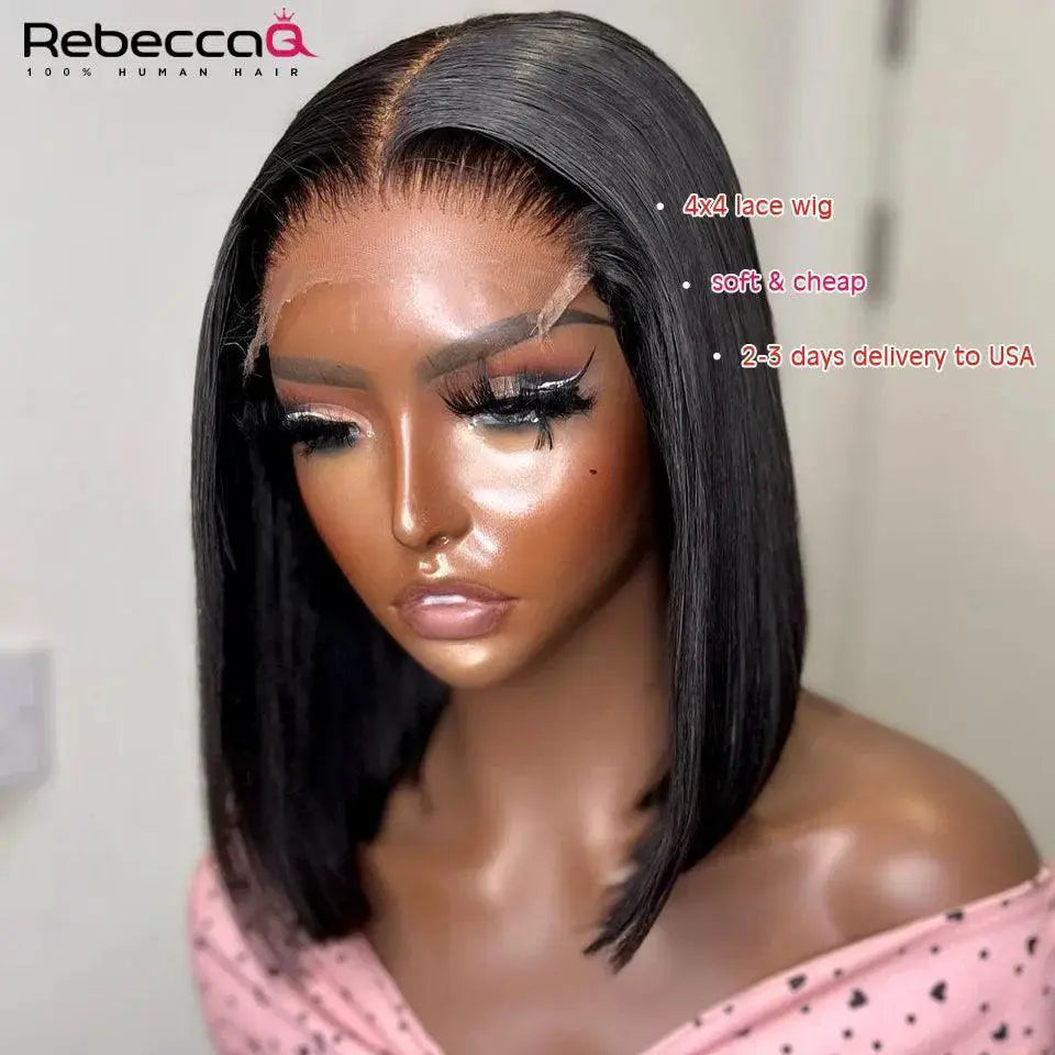 HD Lace Bob Wig Glueless Straight Human Hair 180 Density