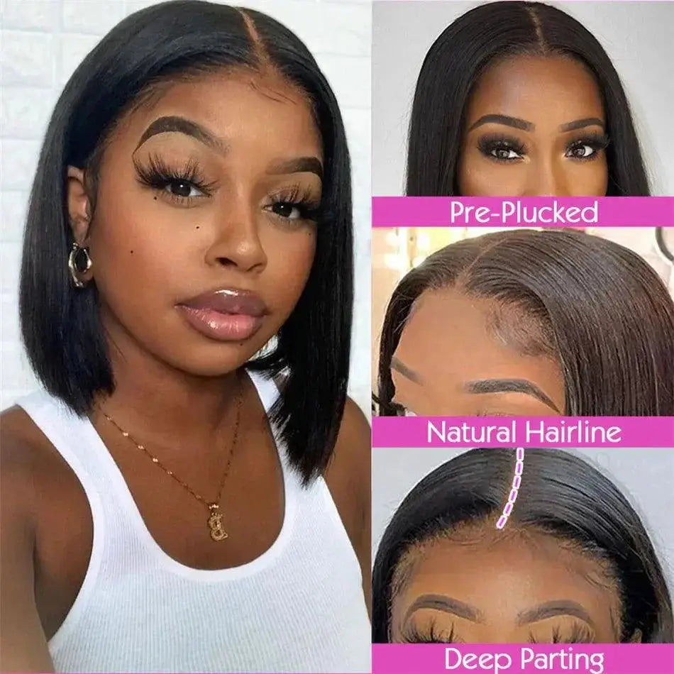 HD Lace Frontal Bone Straight Bob Wig For Women Human Hair