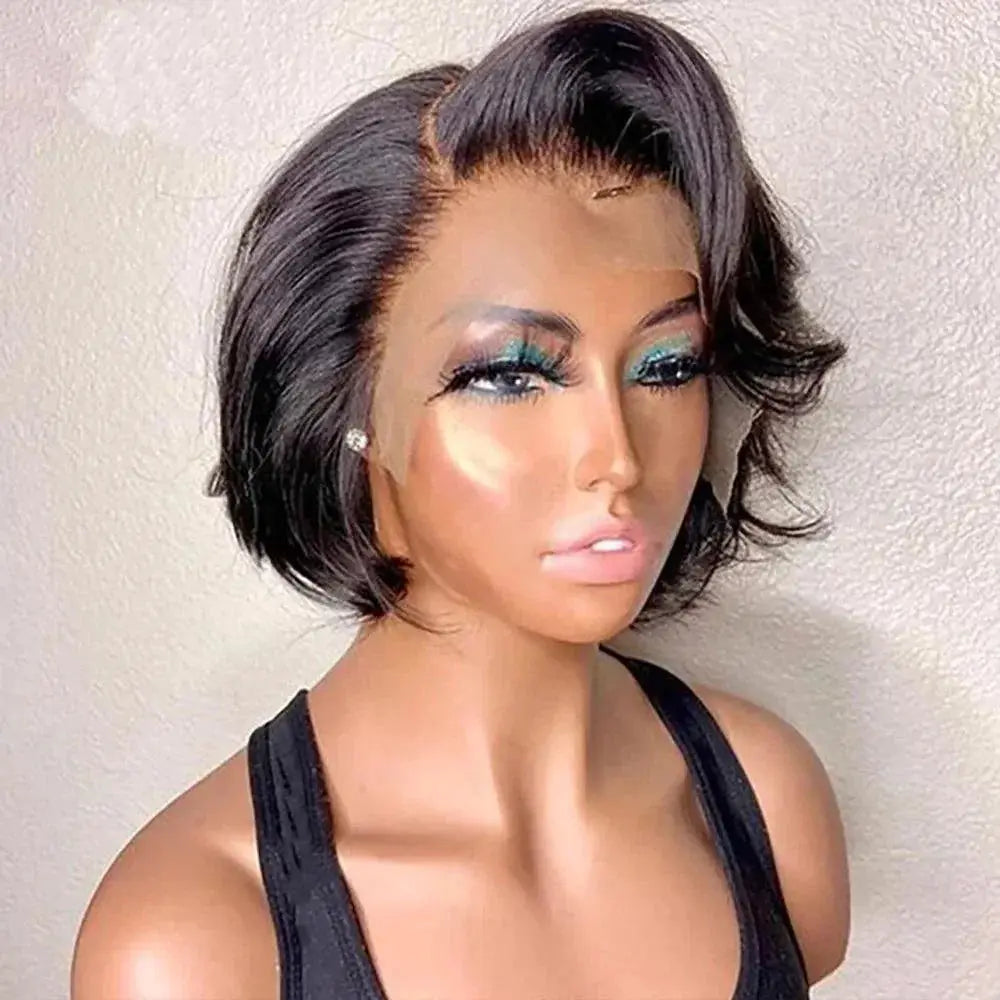 HD Transparent Short Bob Lace Front Wig for Women Remy Hair