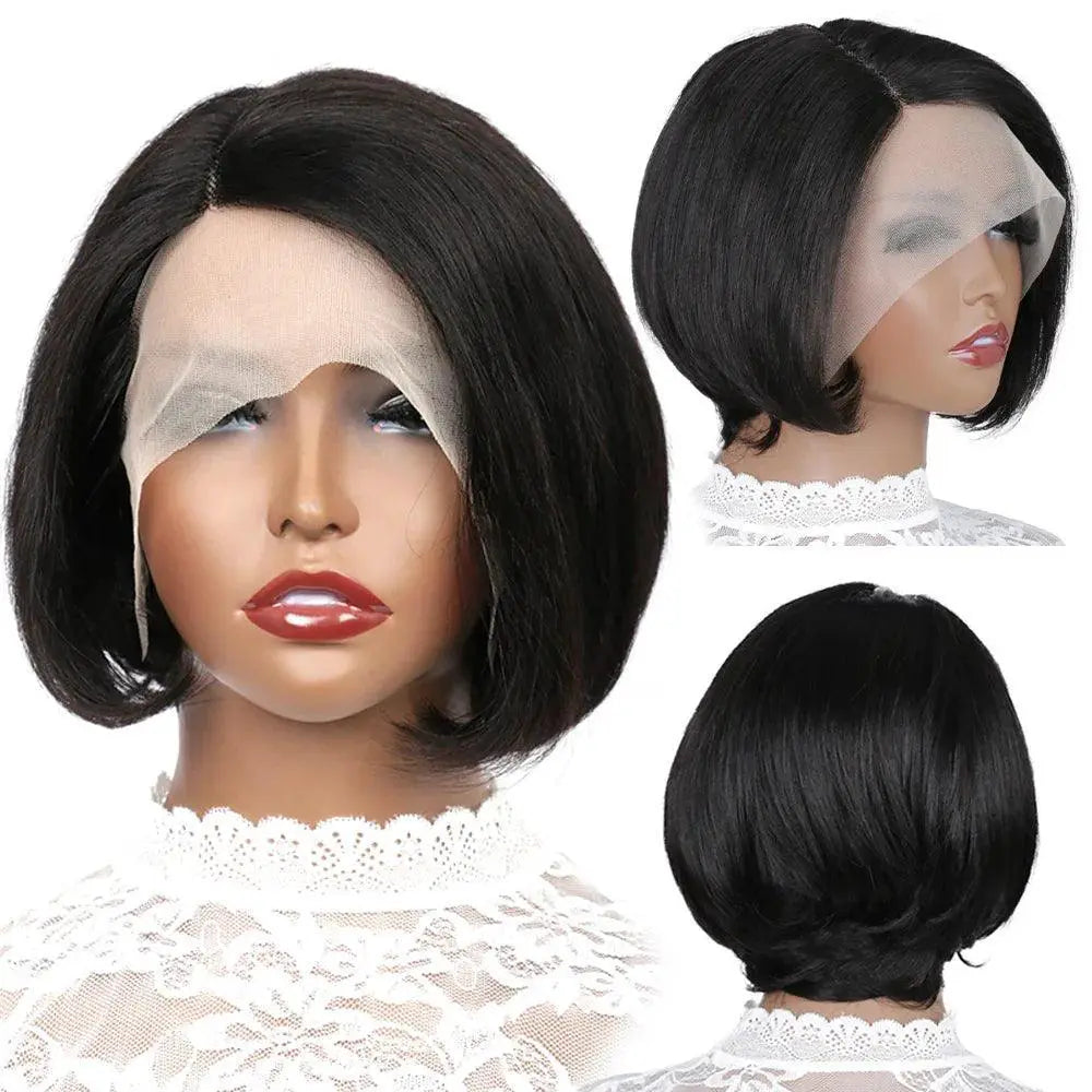 HD Transparent Short Bob Lace Front Wig for Women Remy Hair