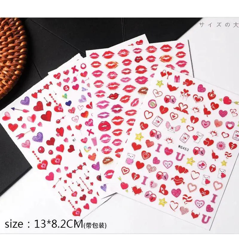 Heart Love Nail Sticker Set Valentines Day Decals for Nails