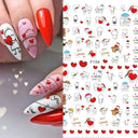 3D Heart Nail Stickers for Valentines