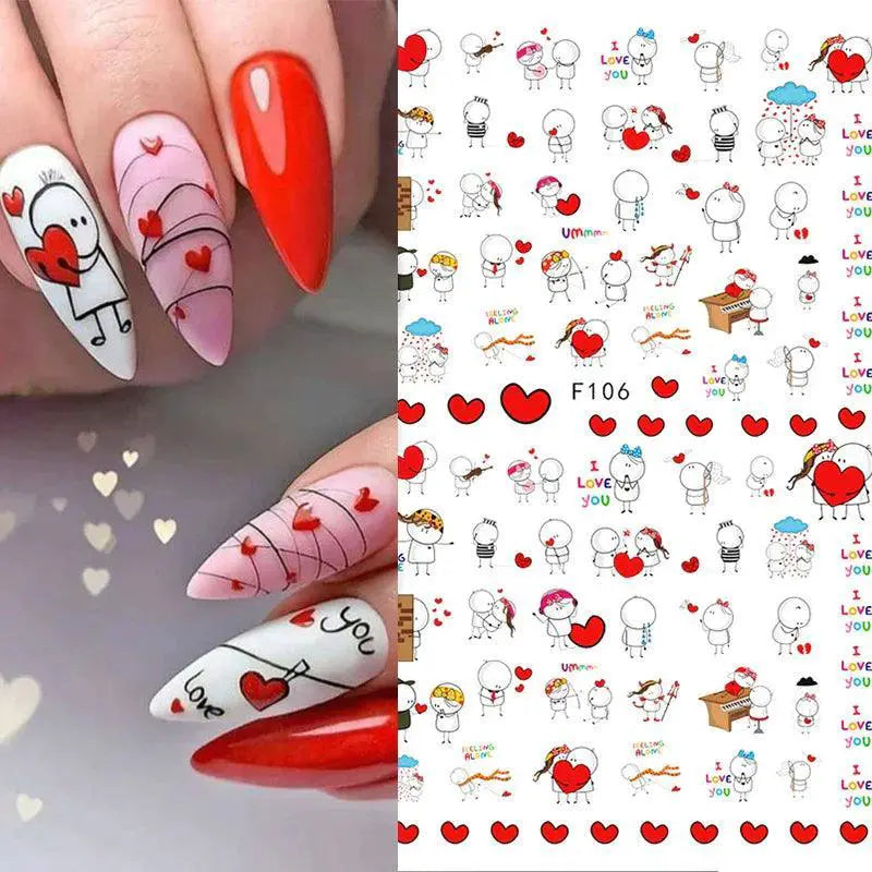 Heart Love Nail Sticker Set Valentines Day Decals for Nails