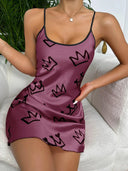 Heart Print Nightdress: Stylish Sleepwear with Criss Cross Back