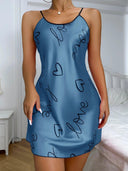 Heart Print Nightdress: Stylish Sleepwear with Criss Cross Back