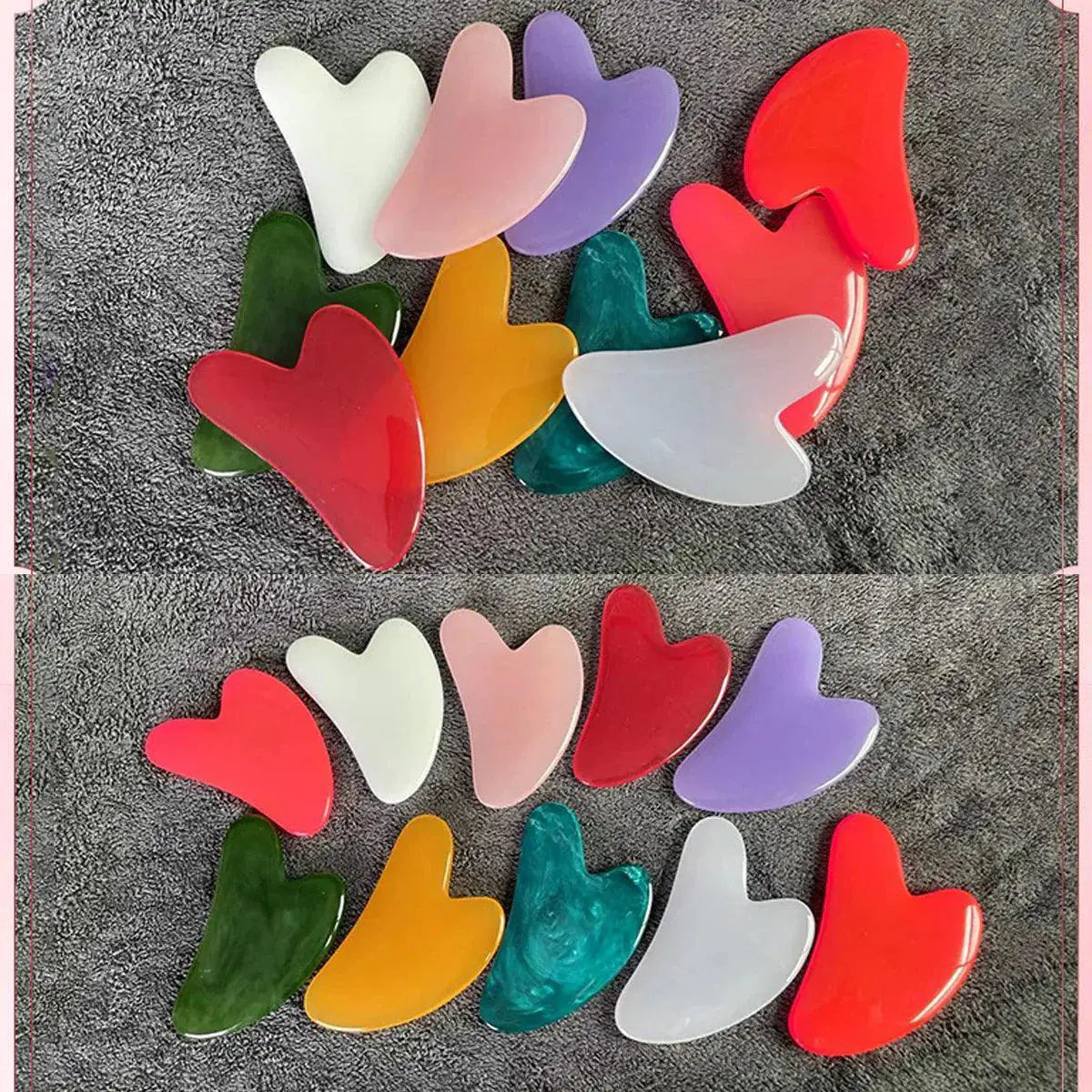 Heart Shape Resin Gua Sha Acupoint Massage Tool Kit
