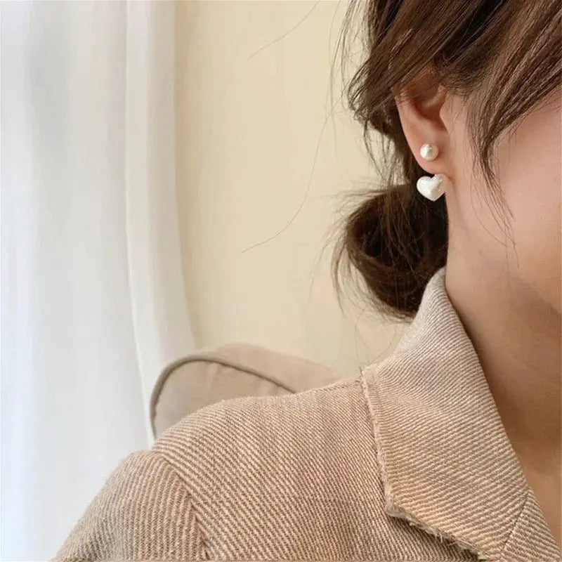 Heart Shaped Pearl Drop Earrings For Women Fashion Jewelry