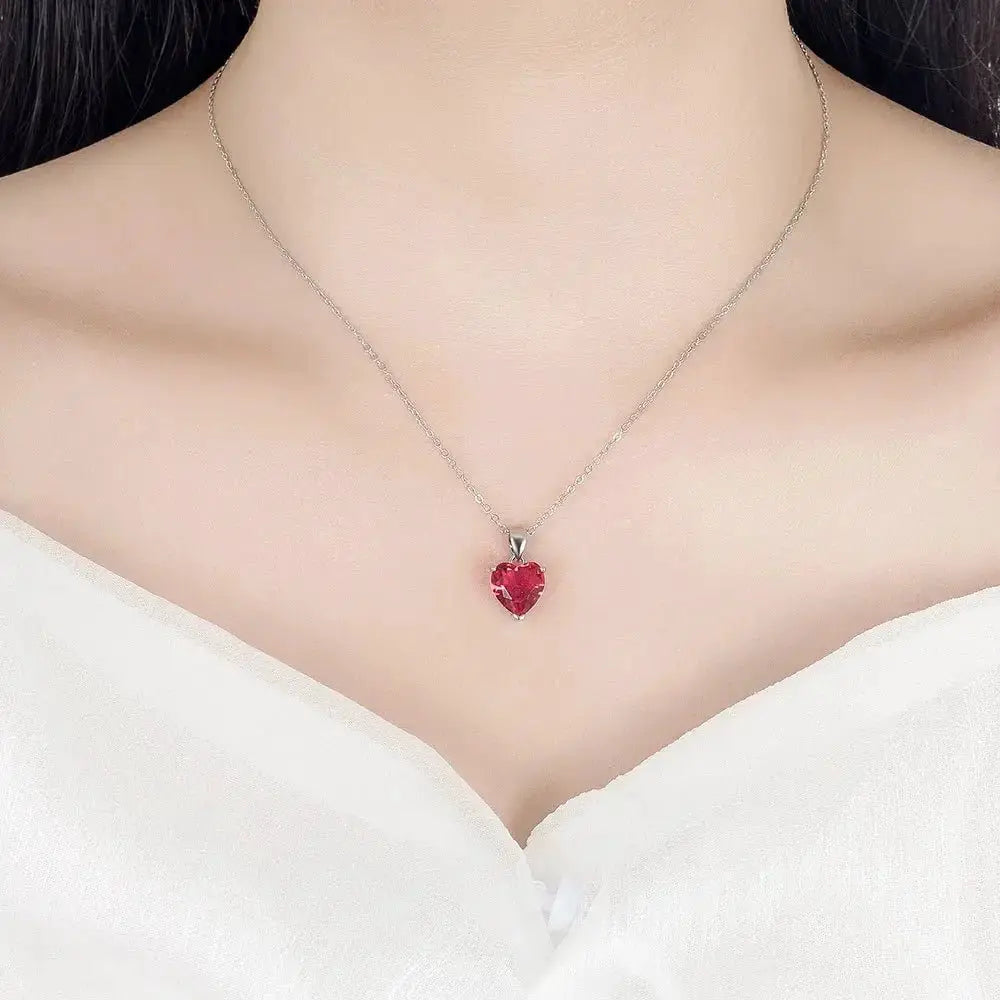 Heart Zircon 925 Silver Jewelry Set Necklace Ring Earrings