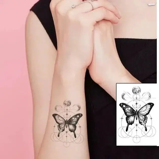 Heartfelt Black Waterproof Tattoo Expressive Hand Drawn