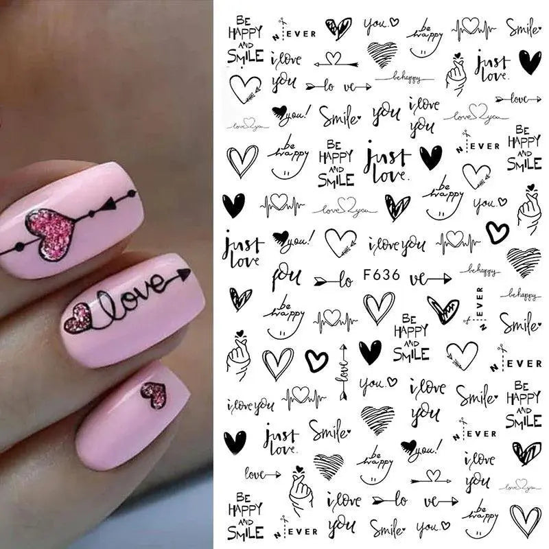 Heartfelt Love Nail Sticker Set Romantic 3D Expressions