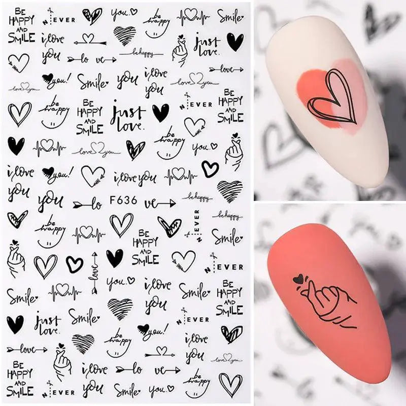 Heartfelt Love Nail Sticker Set Romantic 3D Expressions