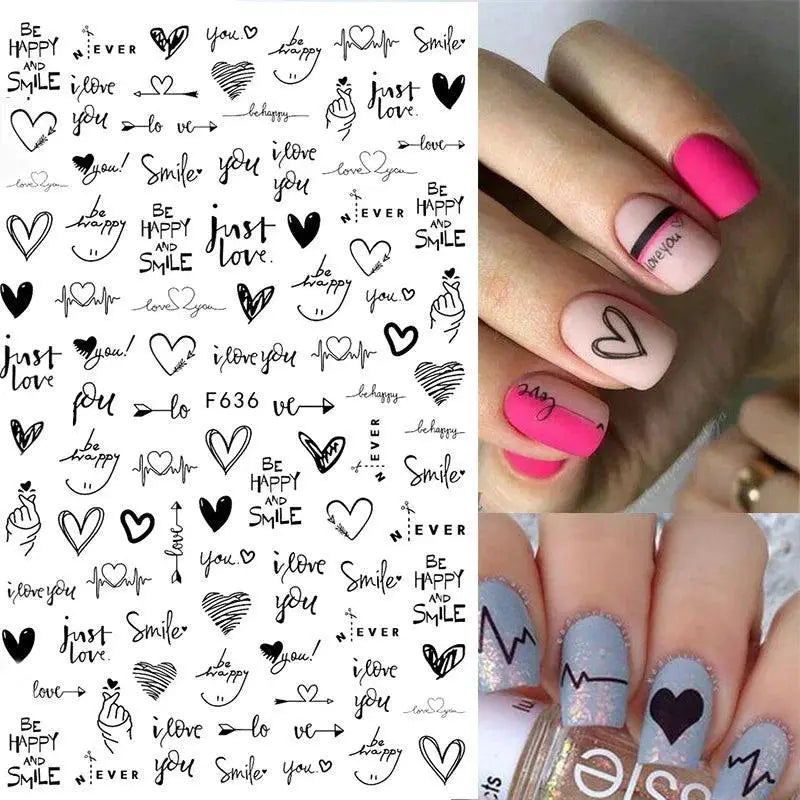 Heartfelt Love Nail Sticker Set Romantic 3D Expressions