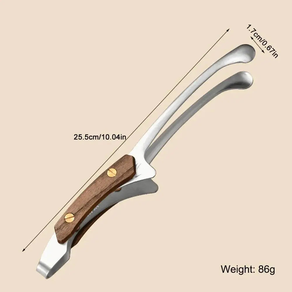 Heat Resistant 304 Stainless Steel BBQ Tongs Wooden Grip