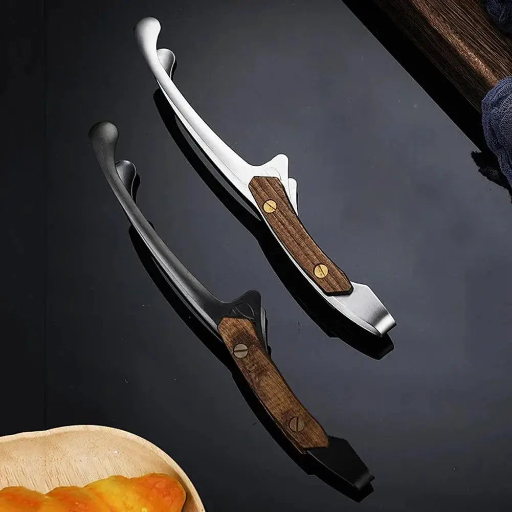 Heat Resistant 304 Stainless Steel BBQ Tongs Wooden Grip