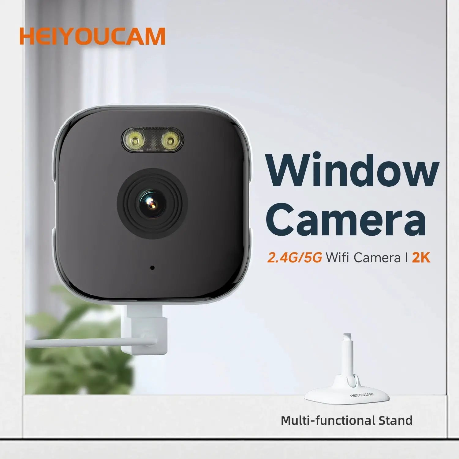 HEIYOUCAM 2K Window Camera AI Human Detection for Home Security Indoor Outdoor