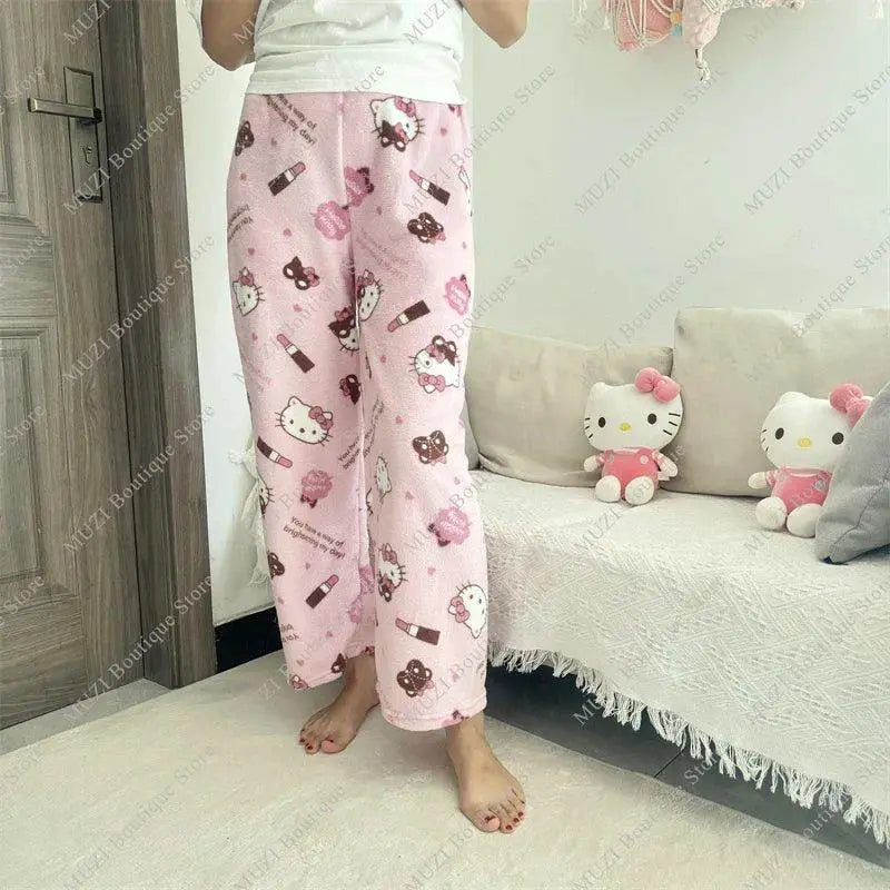 Hello Kitty and Kuromi Coral Velvet Pajama Pants Comfort