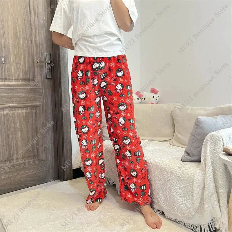 Hello Kitty and Kuromi Coral Velvet Pajama Pants Comfort